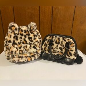 Girls Fuzzy Bookbag & Handheld Purse